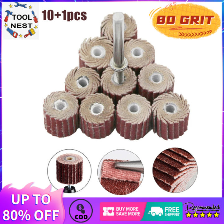 Tool Nest 10 PCS 80600Grit Sander Flap Wheel Sandpaper Rotary Grinder