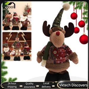 【Vodool】 Snowman Elk Doll Ornaments W/ Telescopic Legs Christmas Telescopic Ornament Christmas Standing Figures Doll for Party Cupboard