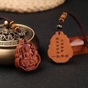 已开光 招财项链Fortune Necklace Pure Natural Peach Wood Carved Twelve Zodiac Buddha Eight Guardian Spirits 12 Zodiac Signs Guard Necklace Peace Pendant Gift 纯天然桃木雕刻十二生肖本命佛八大守护神12属相守护项链平安吊坠礼物