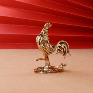 Tượng Gà Trống Bằng Đồng - Biểu Tượng Phong Thủy Thiêng Liêng Cho May Mắn Và Thịnh Vượng (Kích Thước: 6.7 x 5cm)