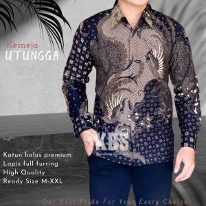 KEMEJA BATIK PRIA LENGAN PANJANG LAPIS FURING MOTIF UTUNGGA LAPIS FURING BAHAN KATUN HALUS SRAGENAN