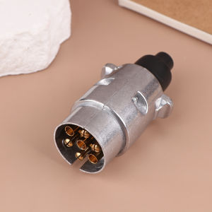 💞【Special price】💖Muya 12V 7 Pin Trailer Plug Socket Set Aluminum Alloy Plug Trailer RV Plug Socket Car Trailer Coupling Connector EU Plug