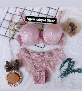 BRA SET + CELANA DALAM CD BH SET BROKAT Motif BRUKAT BUNGA BRA IMPORT TELARIS cup A