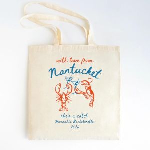 Beach Bachelorette Party Tote Bag with Love by Custom Coastal Tote Lobster Martini Bachelorette Party Bags Cape Cod and Nantucket Girls Travel Bag