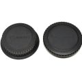 Front Cover & Rear Lens Cap for Canon Penutup Lensa Kamera Tutup Tutupan Pelindung Lensa DSLR Dari Debu Kotoran Lens Protector Kamera Camera Hobi Foto Photo Fotografer Photography s0979 - Hitam. 