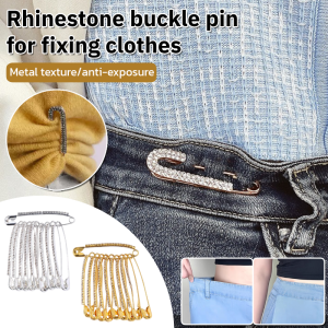 Rhinestone Pin for Fixing Clothes Brooch Waist Pants Extender Safety Pins Sweater Shawl Clip Waistband Pin Brooch Double Pin