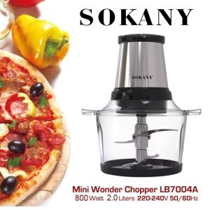 SOKANY Electric Chopper 2 Liter Tempered Glass 800W Meat Grinder Blender Food Processors