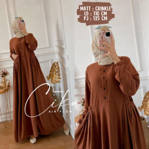 ADHIVA.ID | GAMIS CRINGKEL CIKA DRESS MAXY JUMBO BAHAN CRINKLE AIRFLOW POLOS / GAMIS KEKINIAN
