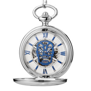Factory Direct Sales Classic Simple R Skull Pocket Watch Glossy Mechanical Pocket Watch   Gifts for Men and Women