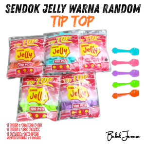( 1 PACK ) SENDOK JELLY PUDING BENING TRANSPARAN FRESH TIP TOP TIPTOP WARNA RANDOM 50 / 100 PCS