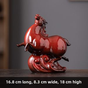 "Success in One Gallop" -  Chinese Style Ceramic Horse Figurine Home and Office Decor Year of the Horse Gift