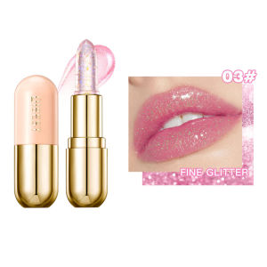 Moisturizing Jelly Glitter Colored Lip Balm Temperature Color Changing Magic Lipstick Shiny Mirror Diamond Lip Gloss Waterproof