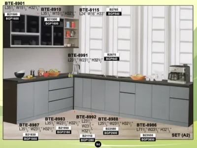 SET A2 Modular Kitchen Cabinet With Thick Melamine Table Top / Kitchen Cabinet / Kitchen Storage Cabinet / Microwave Oven Cabinet / Water Dispenser Cabinet