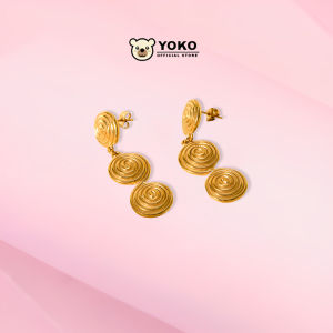 YOKO Anting Wanita Bentuk Lingkaran Panjang Anti karat dan Anti Luntur Anting Wanita Dewasa Asli Anting Tusuk Korea Style E1-20
