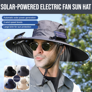 Solar-Powered Electric Fan Sun Hat Outdoor Mountain Climbing Fishing UV Protection Multi-Functional Fisherman Cap Breathable Sun Hat With Fans USB Charging