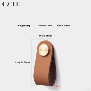 Nordic Soft Leather Brass Cabinet Handle Modern Cabinet Door Wardrobe Drawer Handle Cabinet Knob