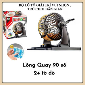 Bộ Lồng Quay Bingo Lô Tô 90 Số 24 Tờ Dò Trò Chơi Kêu Số