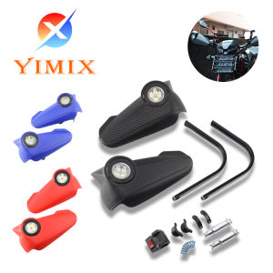 YiMiX Motorcycle Handguard Protector Carbon Fiber Appearance Riding Handguard Protector With LED Light