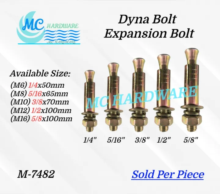 Expansion shop bolt sizes