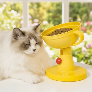 SKINJOY Adjustable Height Cat Trophy Bowl Non-Slip Detachable Pet High Footed Bowl 2 in 1 Protect Cervical Spine Dog Feeding Bowl Pet Feeding