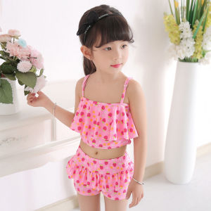 HF kid Swimsuit New Korean Style Fashion Girls Two Piece Swimsuit Cartoon Cute Anti-glare Swimsuit Soft And Comfortable Beach Spa Kid Swimsuit Swimming Suit For Girls Free Swimming Cap baju renang kanak kanak 22052804