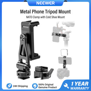NEEWER Metal Phone Tripod Mount with Cold Shoe Mount & NATO Clamp for DJI RS4 RS3 Pro RS2 RSC2