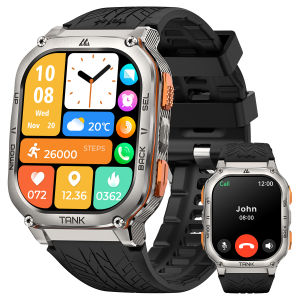 KOSPET Tank M3 Đồng hồ thông minh Với GPS Gồ Ghề Cho Nam Giới 100M Không Thấm Nước 60 Ngày Extra-Pin dài 1.96 "AMOLED Luôn Luôn-On Hiển Thị cuộc gọi Bluetooth 100 + Chế độ thể thao Ngủ/Máu giám sát áp suất (Vành đồng hồ bằng Inox)