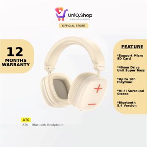 AWEI AT6 True Wireless Bluetooth Headphone | Foldable Stereo Clean Bass Sound Over Ear Gaming Earphones Earbuds