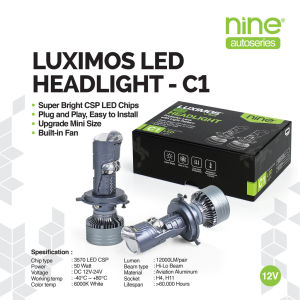 LUXIMOS Lampu Utama Mobil Mini Projector 50 Watt H4 H11 Cut Off Flat Cahaya Putih Biled Universal Mobil C1 - NINE AUTOSERIES
