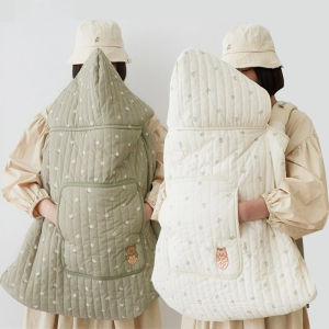 New Winter Baby Sling Cover Thicken Fleece Baby Stroller Blanket for Carrier Newborn Swaddle Wrap Hooded Infant Sleeping Quilt