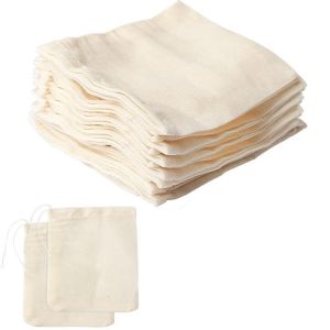 JKDESIGN Food Grade Reusable Unbleached Tea Filter Portable Sachet Bag Drawstring Bags Muslin Bag Cotton Pouch
