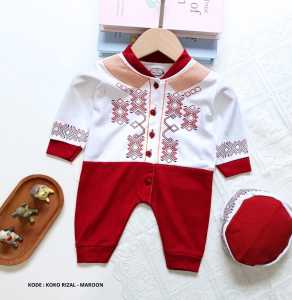 Koko Baju Bayi Anak Laki - Laki Motif Bordir Model Jumper Koko Chico Estimasi Usia 0-9 Bulan