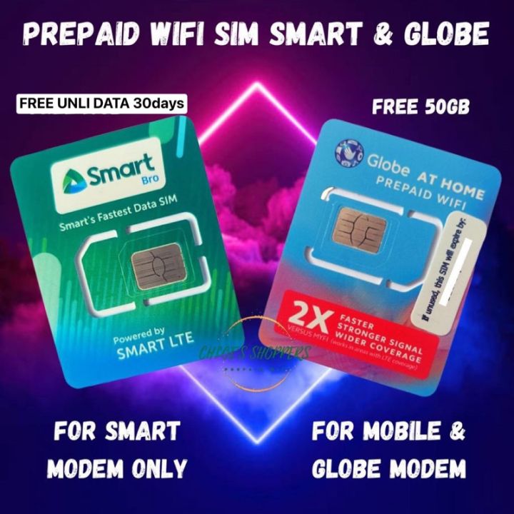 PREPAID WIFI SIM SMART BRO GLOBE SIM WITH FREE DATA LOAD | Lazada PH