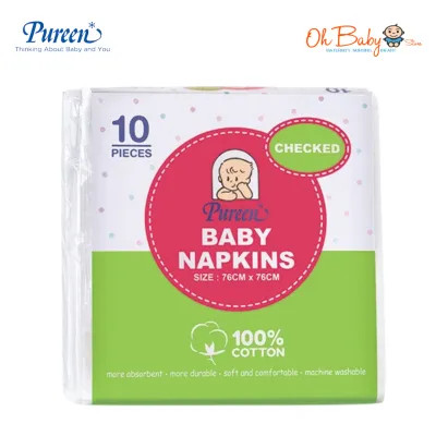 Pureen Baby Napkins Cotton 76cm x 76cm (10s) | Oh Baby Store