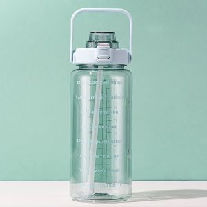Botol minum 2 Liter Korea Transparant Pelangi Waktu Kata Motivasi - Botol Minum Viral 2 Liter - YSShop
