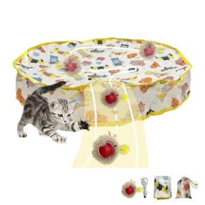 28นิ้วแผ่นรองแมวเล่นแบบโต้ตอบพร้อมของเล่นแมวหมุนเร็วลูกบอลของเล่นเคลื่อนไหวเพื่อความบันเทิงสำหรับแมวในบ้าน