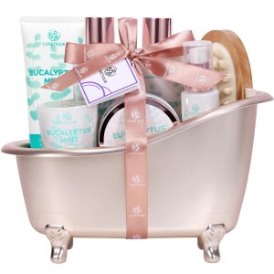 Luxury Home Spa Gift Box With Cherry Blossom & Jasmine-Complete Bath & Body Set with Body LotionShampoo BarBath SaltShower GelBubble BathSoap