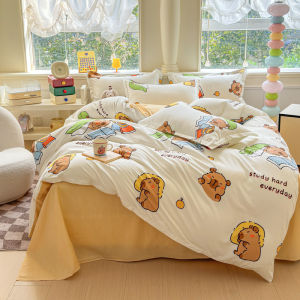 Cheap Duvet Cover Cartoon Capybara /Flower/Plaid Printed Comforter Cover Single/Queen/King
