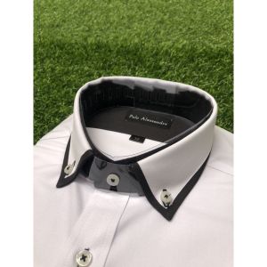 Kemeja Putih Doby Polo Alessandro Kerah Kombinasi Slimfit Lengan Panjang