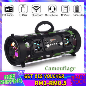 【Malaysia Spot Sale】BOOMBOX Bass Super Sound Subwoofer Wireless Portable Bluetooth Speaker 1602 Rechargeble Outdoor  Party Speaker USB Memory FM Radio AUX Cable