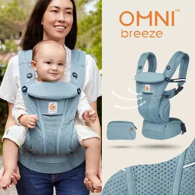Ergobaby All Carry Positions Breathable mesh baby carrier enhancing lumbar support and airflow (7-45 pounds)