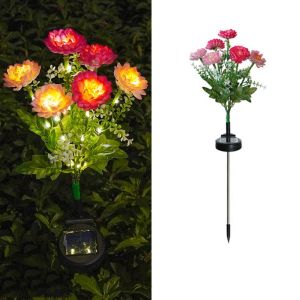 OEUVR 7 Heads LED Snow Lotus Lights Colorful Solar Powered LED Simulation Flower Lights Creative Waterproof Solar Lotus Flower Lights for Outdoor