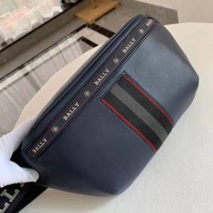 Bally Mens Bag Leather Mens Chest Bag Cattle Leather Waist Bag baly High-End and Fashionable Casual Shoulder Bag Trendy Men