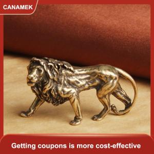 【CANAMEK】 Đồng tinh khiết hùng vĩ sư tử Vua thu nhỏ bức tượng nhỏ trang trí bàn cổ điển Brass mini động vật Tượng trang trí nội thất đồ trang trí thủ công