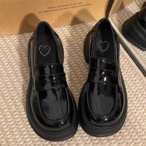 Retro Black Thick-Soled WomenS Leather Shoes 2025 Spring/Summer New JK Versatile College Style Single Shoes