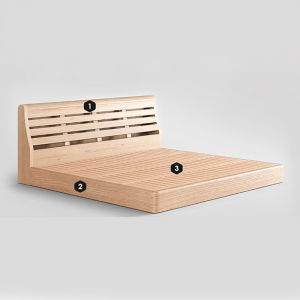 BUNISE เตียงผ้าลินินสไตล์ครีมมี่ นอร์ดิกมินิมอล โครงไม้บีชแท้ เตียงคู่หรูหรา เหมาะสำหรับบ้านเดี่ยวและวิลล่า รุ่น HUG จัดส่งฟรีทั่วไทย