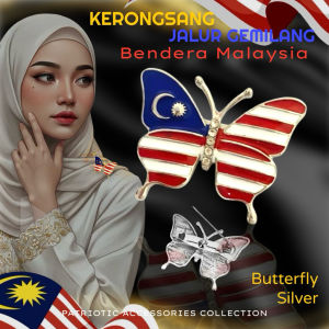 The Brooch Factory 1pc Brooch Pastel Butterfly Ribbon Bendera Malaysia Merdeka Kerongsang Pin Tudung Kebangsaan Badge