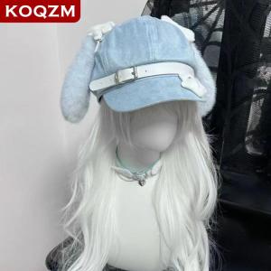[COD] KOQZM KITCHEN Gothic Lolita Beret Kawaii Hat Punk Bone Long Eared Puppy Hat For Women Girls Cosplay Hats Versatile Sunscreen Hat Gifts