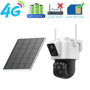 YOOSEE T2 Dual Lens Solar CCTV Outdoor Wireless IP66 Waterproof AOV 24-hour Video And PIR Recording built-in 4G SIM Card Camera Night Vision CCTV 8X Zoom 6MP PTZ IP Cam With Human Motion Detection And Two-Way Voice CCTV Home Security Cameras