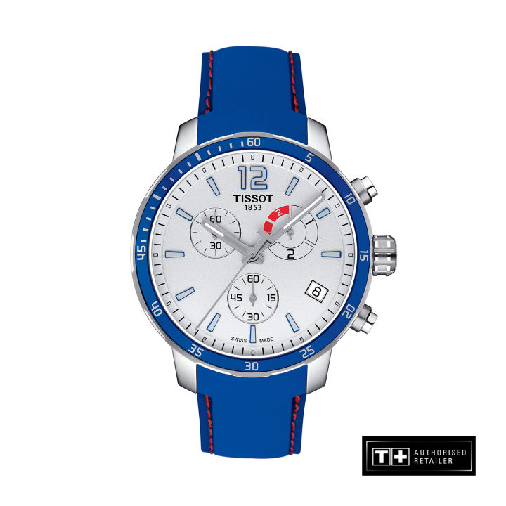 Tissot Quickster Chronograph Men s Blue Silicone Strap and White